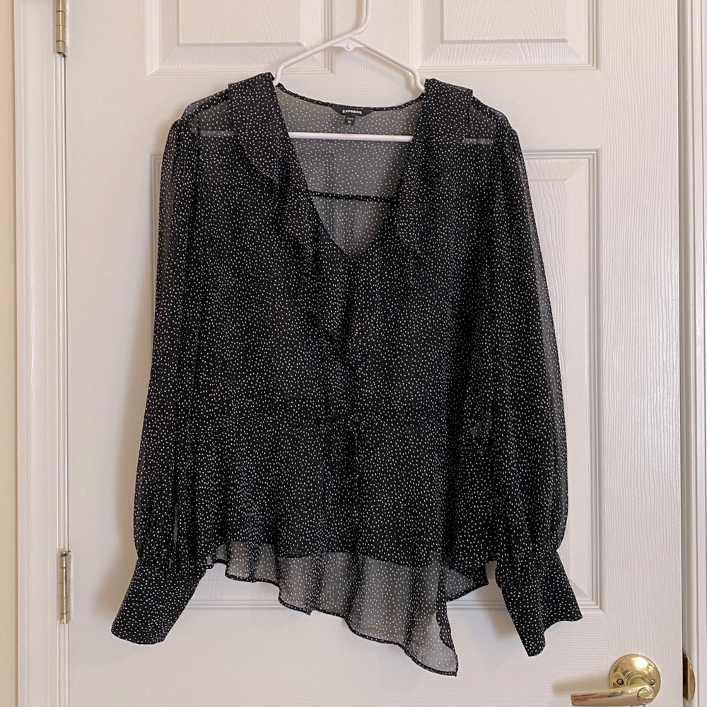 Express Dot Print V-Neck Blouse